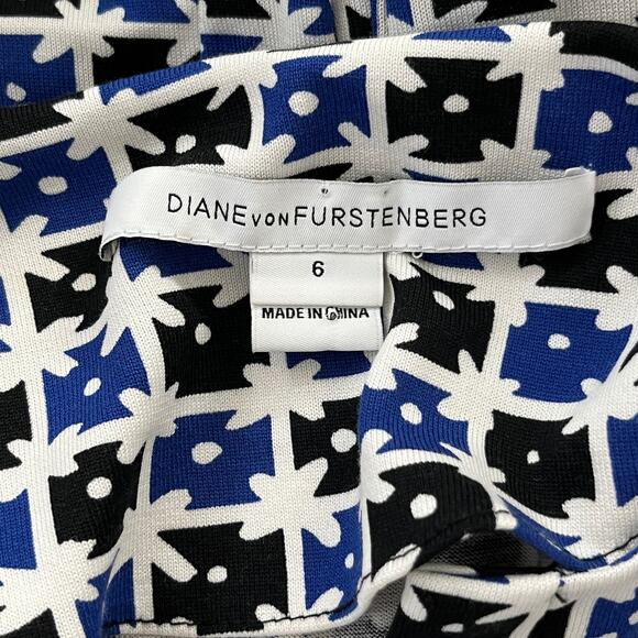 Diane von Furstenberg Silk Jersey Reina Mini Dress Check Dot Blue sz 6 - Picture 5 of 8